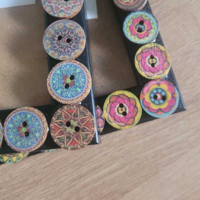 Geometric Patterned Wooden Button Photo Frame 4 X 6 Inches - image 1