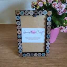Geometric Patterned Wooden Button Photo Frame 4 X 6 Inches - thumbnail 3