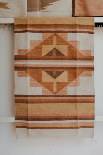 Handwoven Mexican Rug Oaxacan Woven Rugs - Ek Balam Handmade - Clay Tones + Desert Rose Natural Base - image 1