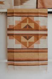 Handwoven Mexican Rug Oaxacan Woven Rugs - Ek Balam Handmade - Clay Tones + Desert Rose Natural Base - thumbnail 1