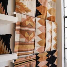Handwoven Mexican Rug Oaxacan Woven Rugs - Ek Balam Handmade - Clay Tones + Desert Rose Natural Base - thumbnail 2