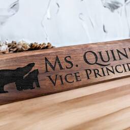 Personalized Wooden Desk Name Plates 10 Inch Solid Walnut Wood, Custom Engraved With The Text Of Your Choice Wooden Sign - thumbnail 3