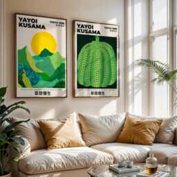 Yayoi Kusama Green Pumpkin Art Print - Modern Japanese Pop Poster - thumbnail 2