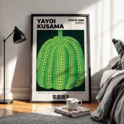 Yayoi Kusama Green Pumpkin Art Print - Modern Japanese Pop Poster - thumbnail 3