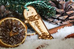 Personalised Skateboard Christmas Ornament Skater Wood Custom Bauble Laser Engraved Rustic Wooden Name Tree Decoration Irish - thumbnail 1