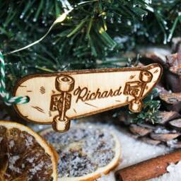 Personalised Skateboard Christmas Ornament Skater Wood Custom Bauble Laser Engraved Rustic Wooden Name Tree Decoration Irish - thumbnail 3