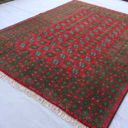 5'7x8 Ft Bokhara Rug, Afghan Hand Knotted Wool Blue Green Red, Turkmen Tribal Oriental Area Traditional Kitchen, Bedroom - thumbnail 2