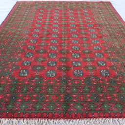 5'7x8 Ft Bokhara Rug, Afghan Hand Knotted Wool Blue Green Red, Turkmen Tribal Oriental Area Traditional Kitchen, Bedroom - thumbnail 3
