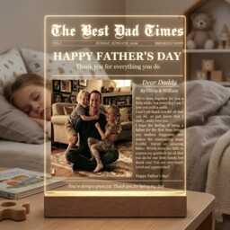 Personalized The Best Dad Time Led Night Light, Father's Day Gift From Kids, New Gift, Ever Keepsake Portrait Light - thumbnail 2