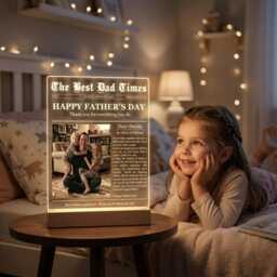 Personalized The Best Dad Time Led Night Light, Father's Day Gift From Kids, New Gift, Ever Keepsake Portrait Light - thumbnail 3