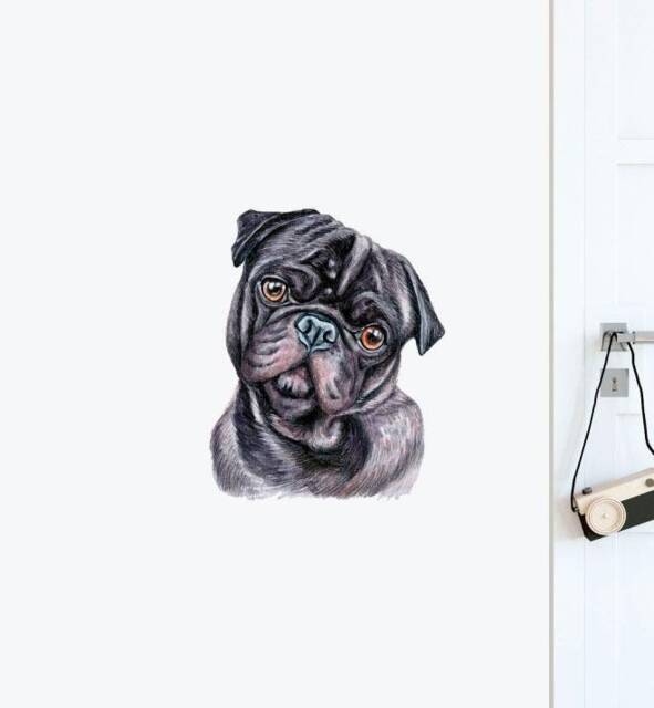 Pug Dog Wall Sticker Decal - Dogs & Pets Stickers, Art, Decals, Kids Animals Decals