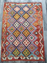 Handmade Rug, Classic Artisan Afghan Turkish Navajo Geometric Wool Kilim Rug 150x106 cm - thumbnail 1