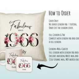 60Th Birthday Gift For Women - Personalised 1966 Cushion Age 60 Her Ladies Floral Design Mum Nan Gran Sixty Bnc60C - thumbnail 2