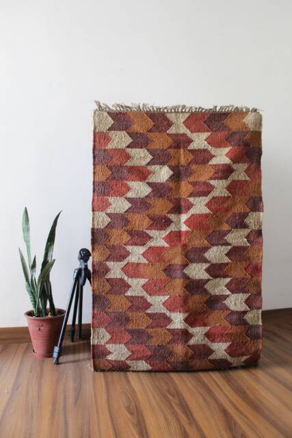 Handmade Kilim Jute Wool Rug Traditional Indian - 9 X 12 Ft - image 1