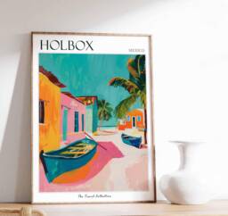Holbox Mexico Travel Poster Tropical Island Art Print - thumbnail 1
