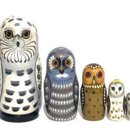Hand-Painted Owl Nesting Dolls Wooden Montessori Toy, Decor - thumbnail 3