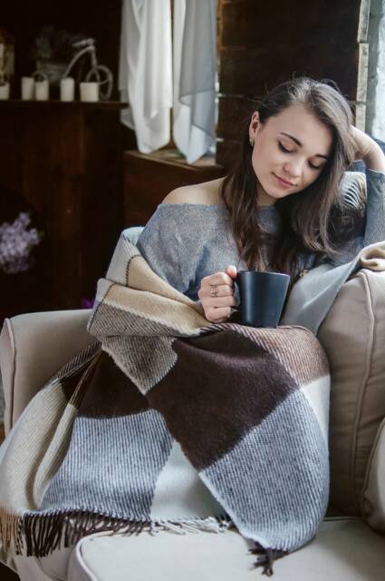 Personalized Tartan Wool Throw Blanket Checkered Sheep Blanket - image 1