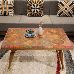 Rectangle Colored Pencil Coffee Tables - Unique Handmade Resin Table Top - thumbnail 1