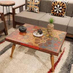 Rectangle Colored Pencil Coffee Tables - Unique Handmade Resin Table Top - thumbnail 2