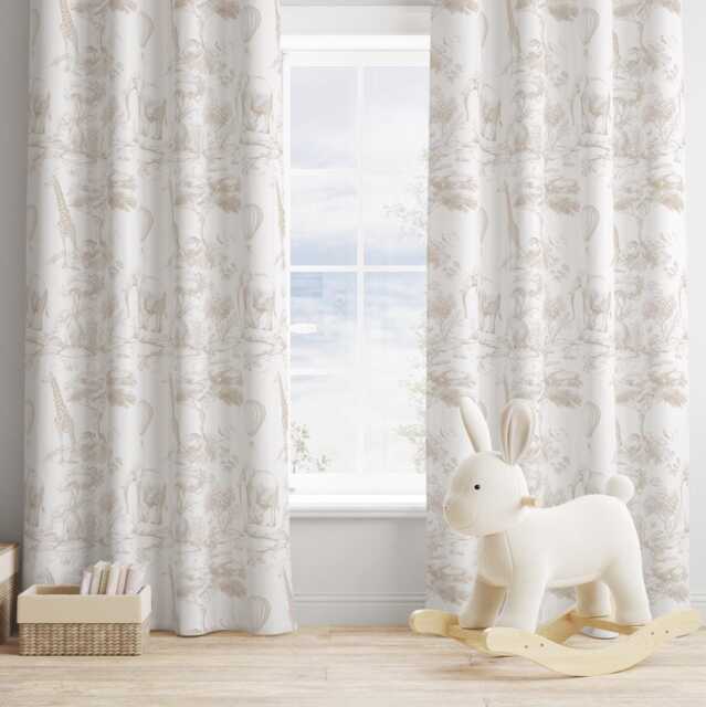 Chinoiserie Toile De Jouy Safari -Beige, Curtains, Blackout Or Non Blackout, Eyelet, Pencil Pleat Rod Pocket, Home Decor - image 1