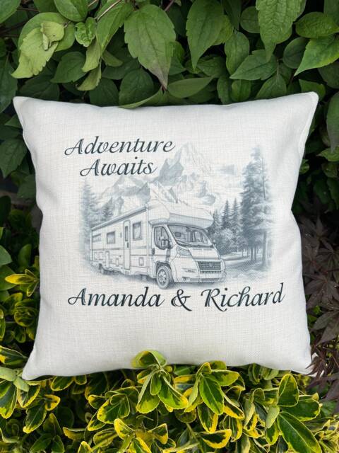 Personalized Motorhome Cushion Classy Sketch Design, Campervan Gift - image 1