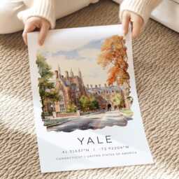 Yale University Print, New Haven Travel Art Graduation Wall Art, Home Decor, College Gift, Connecticut Poster - thumbnail 2
