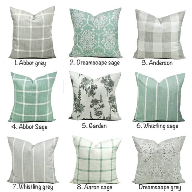 Premier Sage Green & Light Grey Cover, Pillow, Decorative Throw Pillow, Light Accent Boho Throw Pillow - image 1