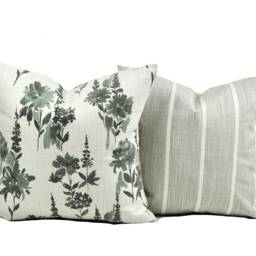 Premier Sage Green & Light Grey Cover, Pillow, Decorative Throw Pillow, Light Accent Boho Throw Pillow - thumbnail 3