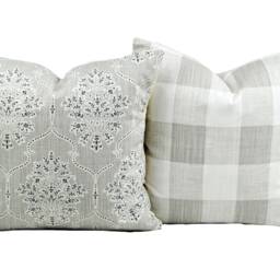 Premier Sage Green & Light Grey Cover, Pillow, Decorative Throw Pillow, Light Accent Boho Throw Pillow - thumbnail 2