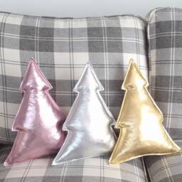 Elastic Fabric Christmas Tree Pillow - Gold, Silver & Rose Gold Holiday Cushion Festive Decorative Throw - thumbnail 2