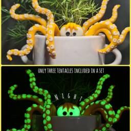 Glow-In-The-Dark Octopus Plant Pot Decoration Quirky Pet - thumbnail 2