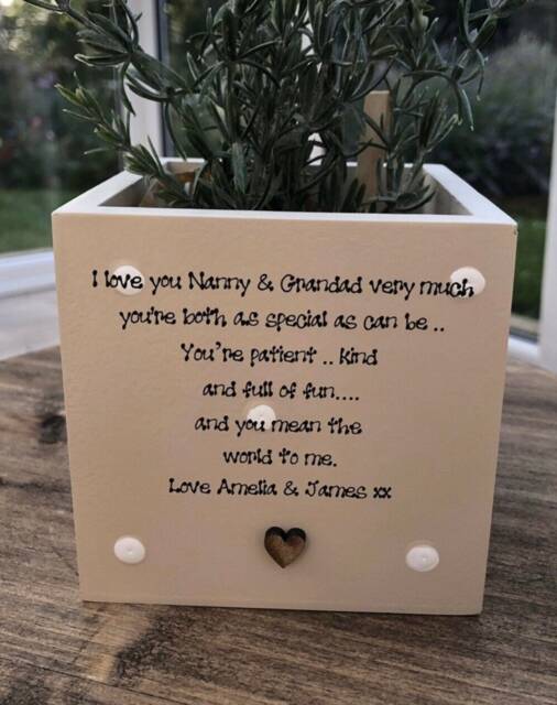 Grandparents Personalised Flower/Plant Pot Grandad Gift Shabby Chic Style. Nana Grandad Nanny Or Any Name You Require. Christmas Birthday - image 1