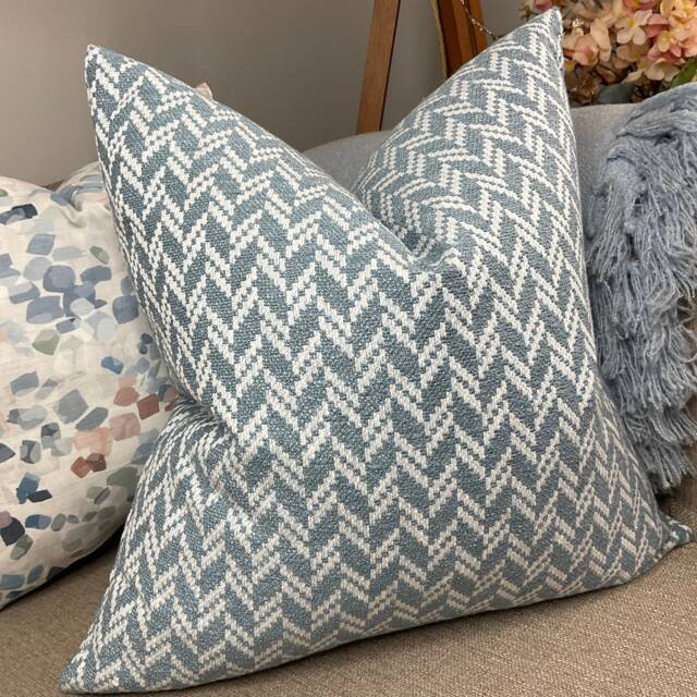 Blue - White Cushion Cover, Decorative Pillow/ Geometric Design, Sofa Pillow Throw/Furnishing Weave Fabric John Lewis & Partners - image 1