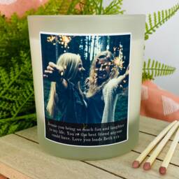 Personalised Photo Candle Gift - Bespoke Valentine's Wedding Bridal Engagement Birthday Mothers Day - Frosted Glass Jar - thumbnail 2