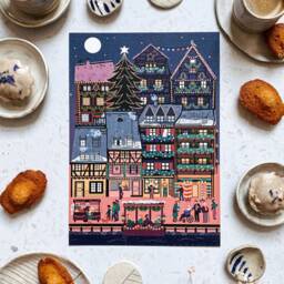 Colmar Winter Print Retro City Scene, Christmas Market Wall Art - thumbnail 3