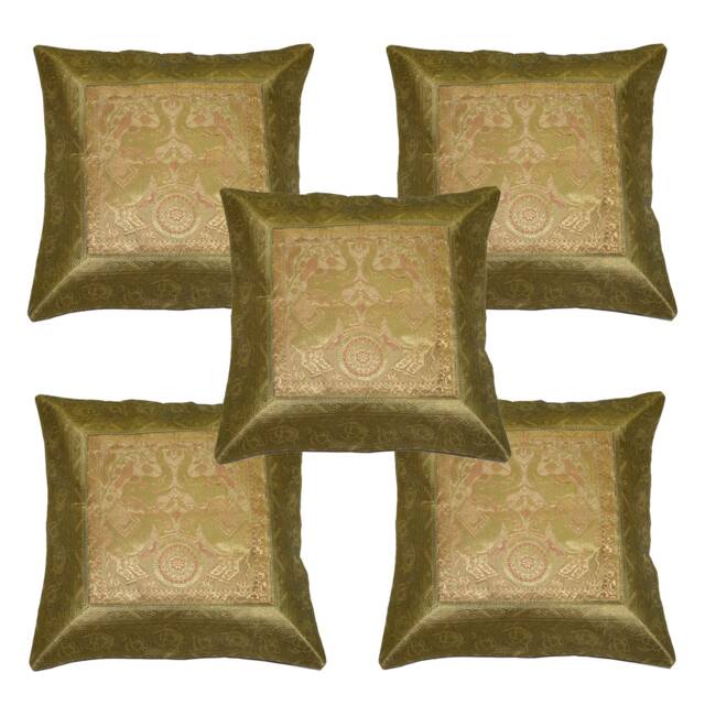 Elephant Embroidery Pillow Cover Banarsi Brocade Silk Cushion Square Home Decor Indian Traditional Ethnic Bohemian Pillowcases - image 1