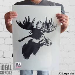 Moose Head Stencil Reusable Mylar For Walls, Fabrics, Furniture - thumbnail 2
