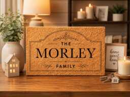Bold Serif Art Deco Style - Family Name Coir Doormat - Personalised Last Welcome Mat Housewarming Gift - thumbnail 1