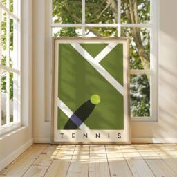 Tennis Art Print - Minimalist Sports Poster Court Wall For Home - thumbnail 1