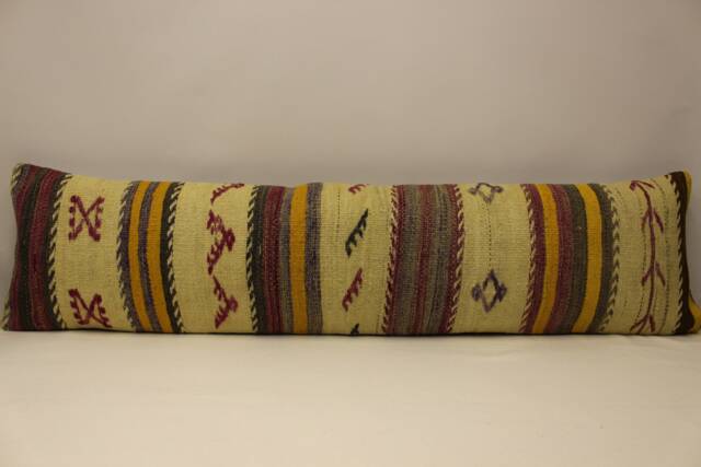 Extralong King Size Kilim Pillow Cover, 12x47 - 30x120 cm Unique Lumbar Flaming Kilim Bedding Pillow Oblong, 4Oyf-443 - image 1