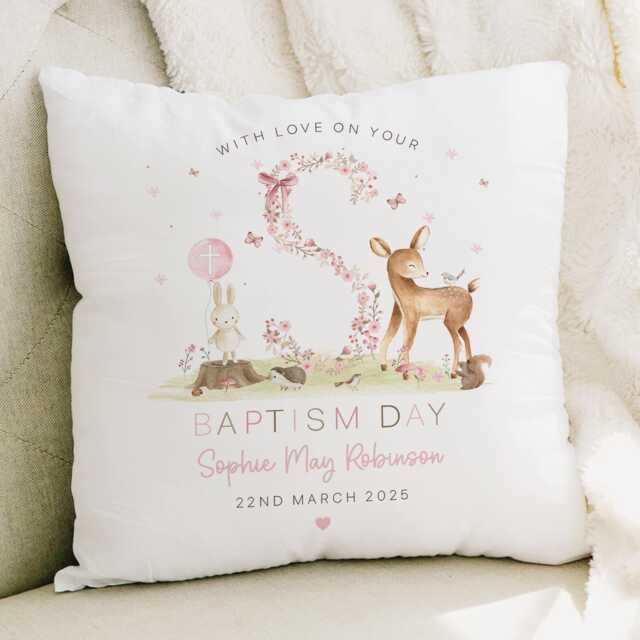 Personalised Christening Gift, Baptism Cushion For Girl's, Gift Granddaughter, Goddaughter, Naming Day - image 1