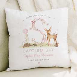 Personalised Christening Gift, Baptism Cushion For Girl's, Gift Granddaughter, Goddaughter, Naming Day