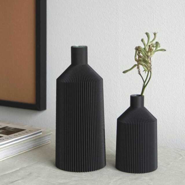Vase D Black Waterproof Minimalist Modern Vases 3D Printing Made Of Bioplastic H - image 1