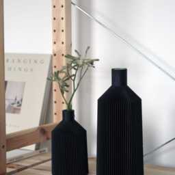 Vase D Black Waterproof Minimalist Modern Vases 3D Printing Made Of Bioplastic H - thumbnail 2