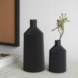 Vase D Black Waterproof Minimalist Modern Vases 3D Printing Made Of Bioplastic H - thumbnail 1