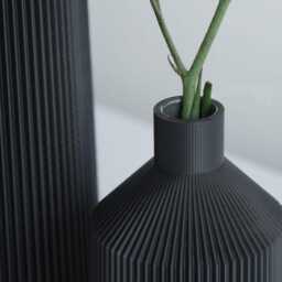 Vase D Black Waterproof Minimalist Modern Vases 3D Printing Made Of Bioplastic H - thumbnail 3