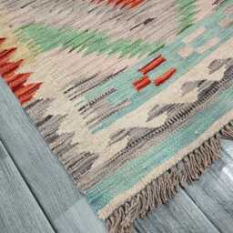 Classic Runner Rug, Handmade Artisan Afghan Turkish Scandinavian Navajo Bohemian Wool Flatweave Multicolour Kilim Rug 202x66 cm - thumbnail 2