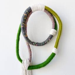 Small Wall Hanging Rope Knot, Modern Wrapped Macrame Design in Organic Materials, Rope Knot Art For Minimalist Home Decor - thumbnail 4