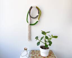 Small Wall Hanging Rope Knot, Modern Wrapped Macrame Design in Organic Materials, Rope Knot Art For Minimalist Home Decor