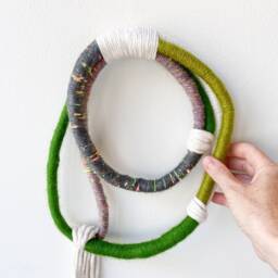 Small Wall Hanging Rope Knot, Modern Wrapped Macrame Design in Organic Materials, Rope Knot Art For Minimalist Home Decor - thumbnail 3